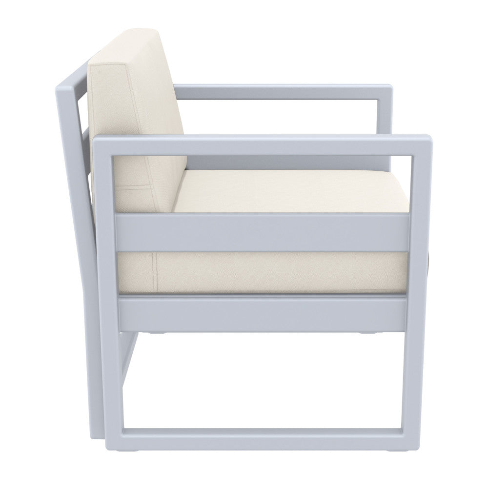 Compamia Mykonos Patio Club Chair Silver with Sunbrella Charcoal/Natural Cushion