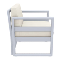 Compamia Mykonos Patio Club Chair Silver with Sunbrella Charcoal/Natural Cushion