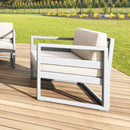 Compamia Mykonos Patio Club Chair Silver with Sunbrella Charcoal/Natural Cushion