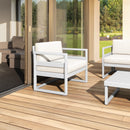 Compamia Mykonos Patio Club Chair Silver with Sunbrella Charcoal/Natural Cushion