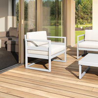 Compamia Mykonos Patio Club Chair Silver with Sunbrella Charcoal/Natural Cushion