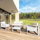 Compamia Mykonos Patio Club Chair Silver with Sunbrella Charcoal/Natural Cushion