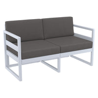 Compamia Mykonos Patio Loveseat Silver with Sunbrella Charcoal/Natural Cushion