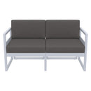 Compamia Mykonos Patio Loveseat Silver with Sunbrella Charcoal/Natural Cushion