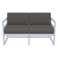 Compamia Mykonos Patio Loveseat Silver with Sunbrella Charcoal/Natural Cushion