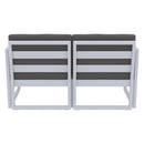 Compamia Mykonos Patio Loveseat Silver with Sunbrella Charcoal/Natural Cushion
