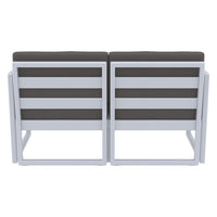 Compamia Mykonos Patio Loveseat Silver with Sunbrella Charcoal/Natural Cushion