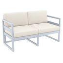 Compamia Mykonos Patio Loveseat Silver with Sunbrella Charcoal/Natural Cushion
