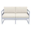 Compamia Mykonos Patio Loveseat Silver with Sunbrella Charcoal/Natural Cushion