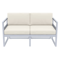 Compamia Mykonos Patio Loveseat Silver with Sunbrella Charcoal/Natural Cushion
