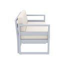 Compamia Mykonos Patio Loveseat Silver with Sunbrella Charcoal/Natural Cushion