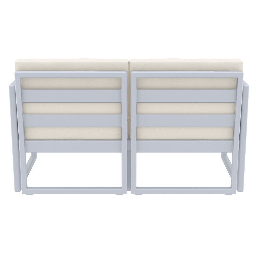 Compamia Mykonos Patio Loveseat Silver with Sunbrella Charcoal/Natural Cushion