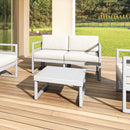 Compamia Mykonos Patio Loveseat Silver with Sunbrella Charcoal/Natural Cushion