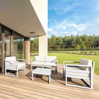 Compamia Mykonos Patio Loveseat Silver with Sunbrella Charcoal/Natural Cushion