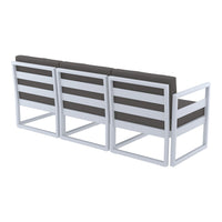 Compamia Mykonos Patio Sofa Silver with Sunbrella Charcoal/Natural Cushion