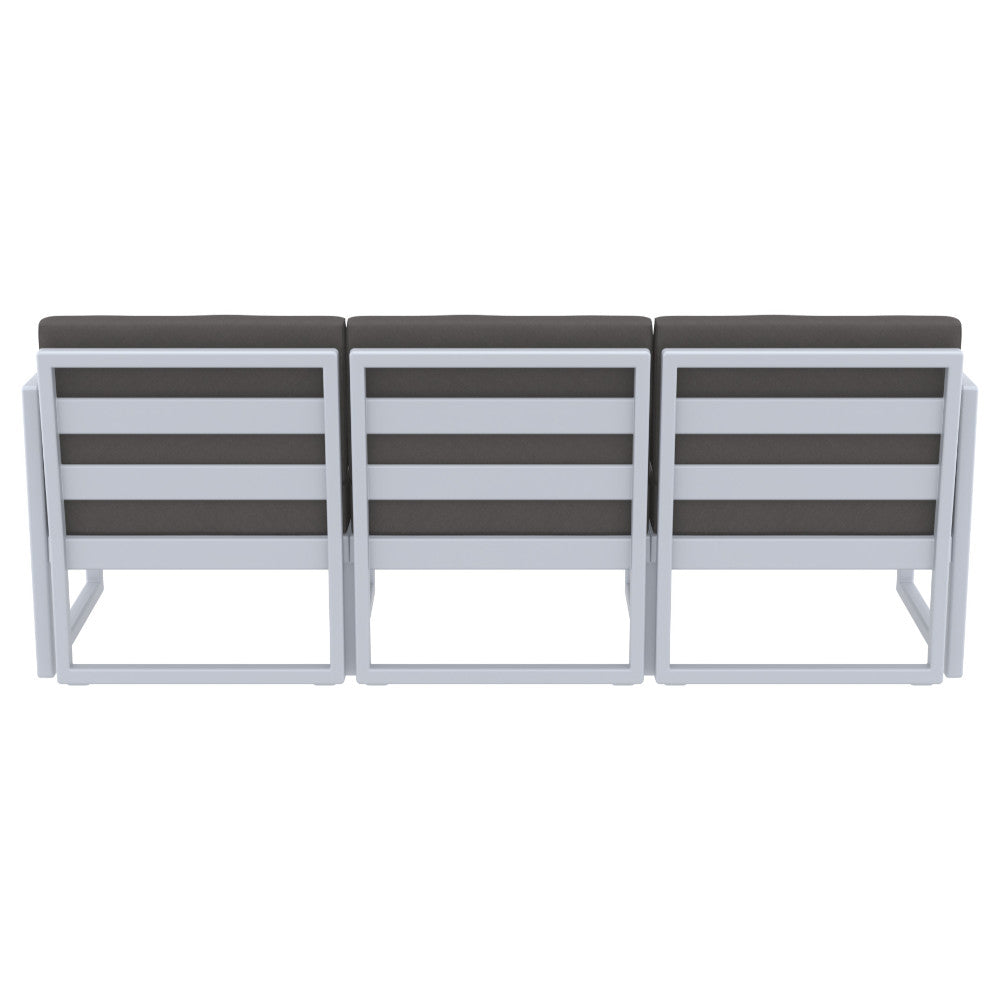 Compamia Mykonos Patio Sofa Silver with Sunbrella Charcoal/Natural Cushion