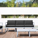 Compamia Mykonos Patio Sofa Silver with Sunbrella Charcoal/Natural Cushion