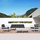 Compamia Mykonos Patio Sofa Silver with Sunbrella Charcoal/Natural Cushion