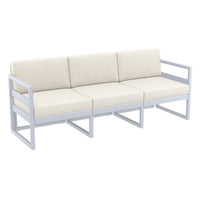 Compamia Mykonos Patio Sofa Silver with Sunbrella Charcoal/Natural Cushion