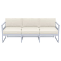 Compamia Mykonos Patio Sofa Silver with Sunbrella Charcoal/Natural Cushion