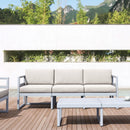 Compamia Mykonos Patio Sofa Silver with Sunbrella Charcoal/Natural Cushion