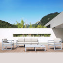 Compamia Mykonos Patio Sofa Silver with Sunbrella Charcoal/Natural Cushion