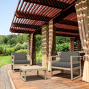 Compamia Mykonos Club Seating Set 3 Piece in Taupe/White/Silver with Sunbrella Charcoal/Natural/Taupe Cushion