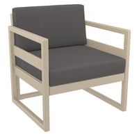 Compamia Mykonos Club Seating Set 3 Piece in Taupe/White/Silver with Sunbrella Charcoal/Natural/Taupe Cushion