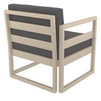 Compamia Mykonos Club Seating Set 3 Piece in Taupe/White/Silver with Sunbrella Charcoal/Natural/Taupe Cushion