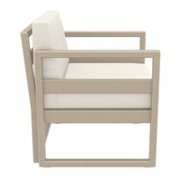 Compamia Mykonos Club Seating Set 3 Piece in Taupe/White/Silver with Sunbrella Charcoal/Natural/Taupe Cushion