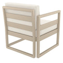 Compamia Mykonos Club Seating Set 3 Piece in Taupe/White/Silver with Sunbrella Charcoal/Natural/Taupe Cushion