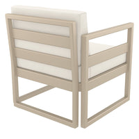 Compamia Mykonos Club Seating Set 3 Piece in Taupe/White/Silver with Sunbrella Charcoal/Natural/Taupe Cushion