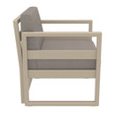 Compamia Mykonos Club Seating Set 3 Piece in Taupe/White/Silver with Sunbrella Charcoal/Natural/Taupe Cushion