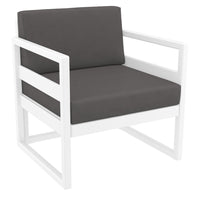 Compamia Mykonos Club Seating Set 3 Piece in Taupe/White/Silver with Sunbrella Charcoal/Natural/Taupe Cushion