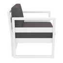 Compamia Mykonos Club Seating Set 3 Piece in Taupe/White/Silver with Sunbrella Charcoal/Natural/Taupe Cushion