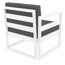 Compamia Mykonos Club Seating Set 3 Piece in Taupe/White/Silver with Sunbrella Charcoal/Natural/Taupe Cushion