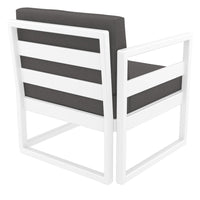 Compamia Mykonos Club Seating Set 3 Piece in Taupe/White/Silver with Sunbrella Charcoal/Natural/Taupe Cushion