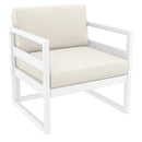 Compamia Mykonos Club Seating Set 3 Piece in Taupe/White/Silver with Sunbrella Charcoal/Natural/Taupe Cushion