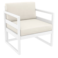 Compamia Mykonos Club Seating Set 3 Piece in Taupe/White/Silver with Sunbrella Charcoal/Natural/Taupe Cushion
