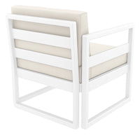 Compamia Mykonos Club Seating Set 3 Piece in Taupe/White/Silver with Sunbrella Charcoal/Natural/Taupe Cushion