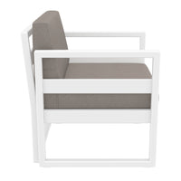 Compamia Mykonos Club Seating Set 3 Piece in Taupe/White/Silver with Sunbrella Charcoal/Natural/Taupe Cushion