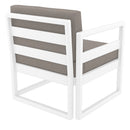 Compamia Mykonos Club Seating Set 3 Piece in Taupe/White/Silver with Sunbrella Charcoal/Natural/Taupe Cushion
