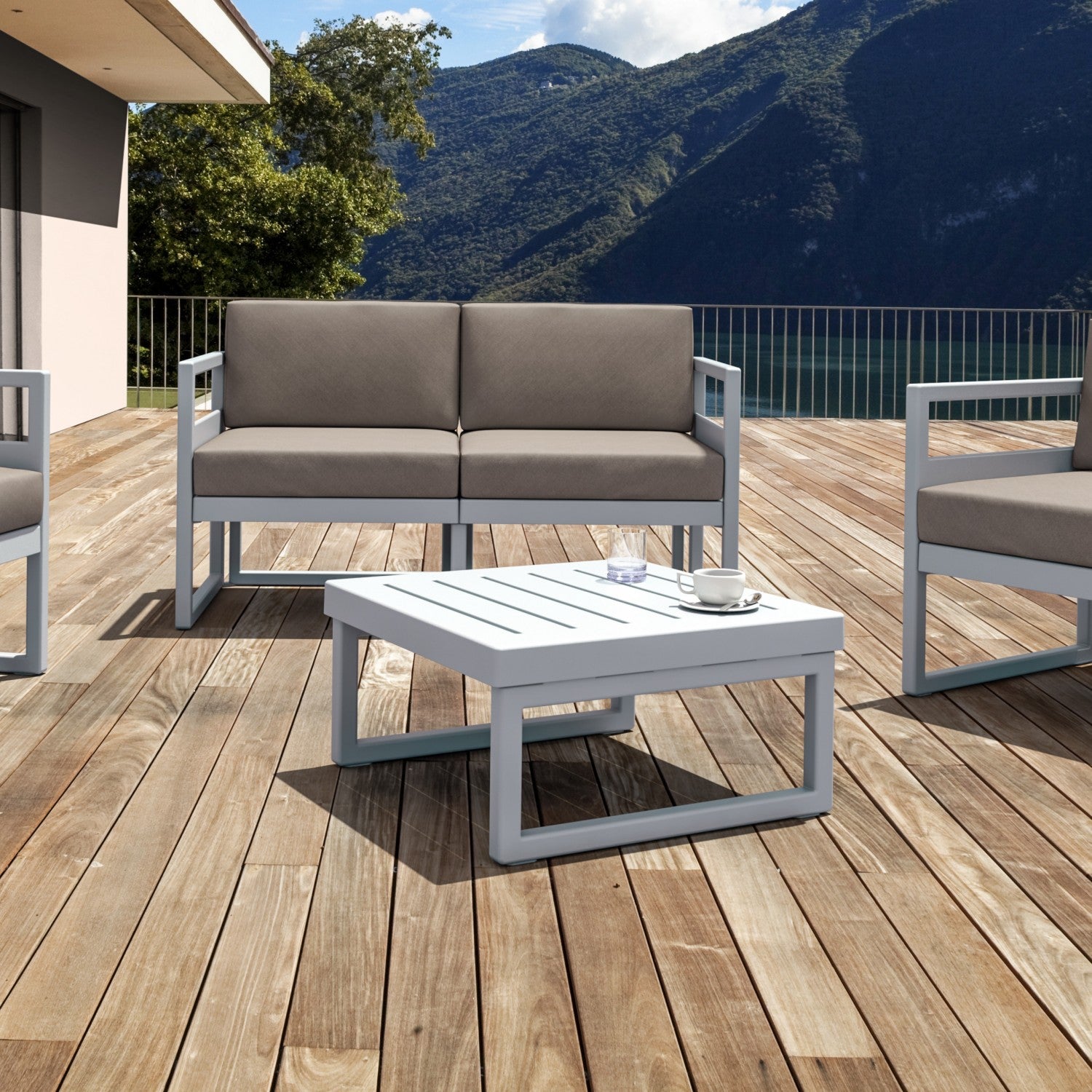 Compamia Mykonos Square Coffee Table In Silver