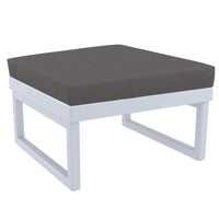 Compamia Mykonos Ottoman Silver with Sunbrella Charcoal/Natural Cushion