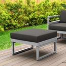 Compamia Mykonos Ottoman Silver with Sunbrella Charcoal/Natural Cushion