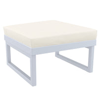 Compamia Mykonos Ottoman Silver with Sunbrella Charcoal/Natural Cushion