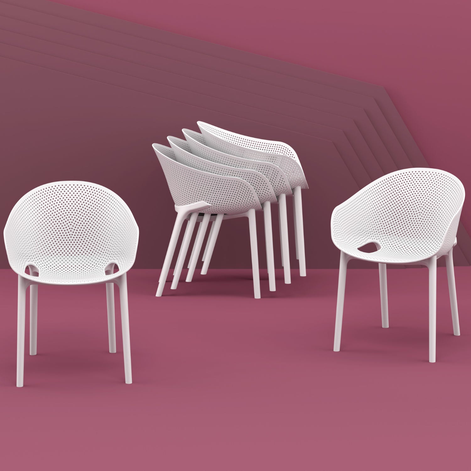 Compamia Sky Pro Stacking Dining Chair In Black/Gray/Taupe/Marsala/Olive Green/White - Set of 2