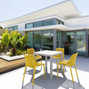 Compamia Air Mix Square Dining Set with White Table and 4 Taupe/Orange/Red/Tropical Geen/Yellow Chairs