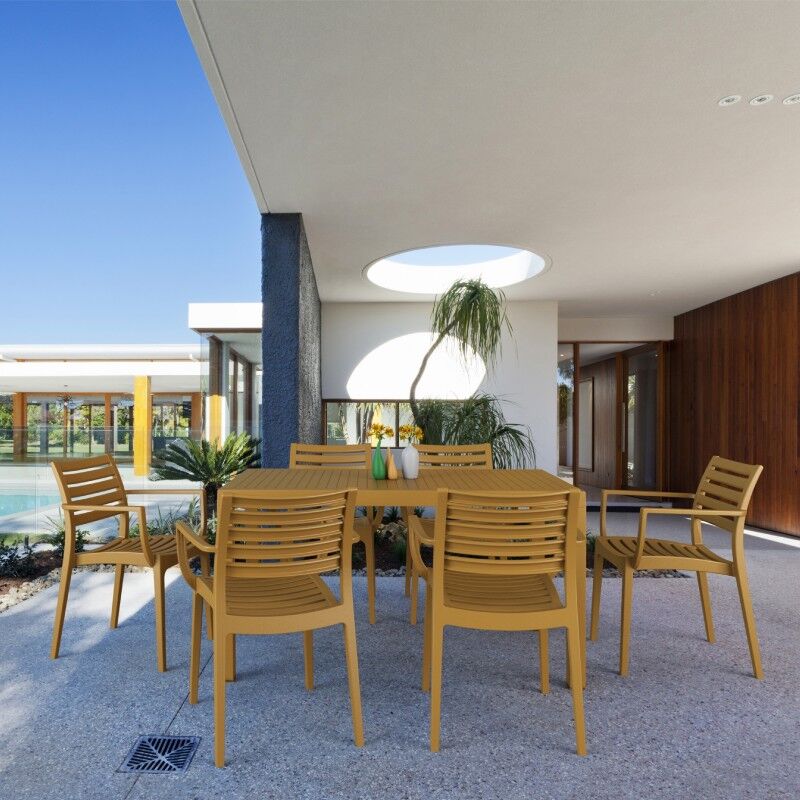 Compamia Artemis Resin Rectangle Dining Set with 6 Arm Chairs