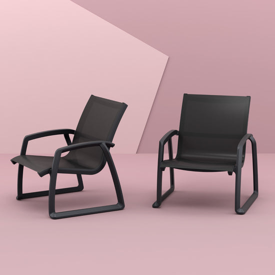 Compamia Pacific Club Arm Chair in Black/Dark Gray/Taupe/White Frame- Set of two